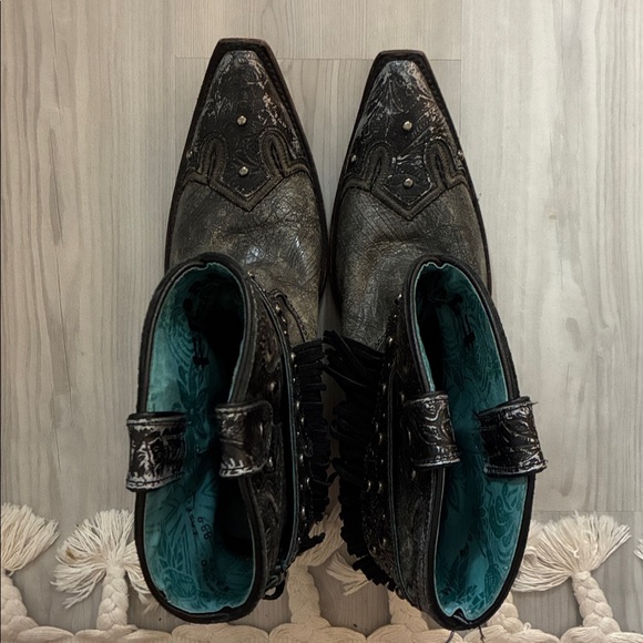 Corral Size 8.5M Vintage Fringe Harness Buckle Shortie Snip Toe Cowboy Boots - Picture 16 of 16